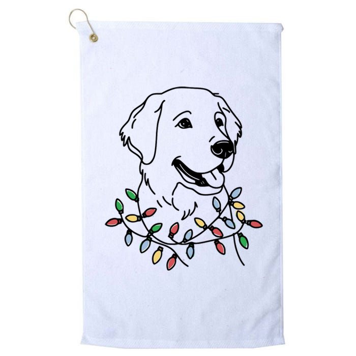 Golden Retriever With Christmas Lights Platinum Collection Golf Towel