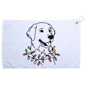 Golden Retriever With Christmas Lights Grommeted Golf Towel