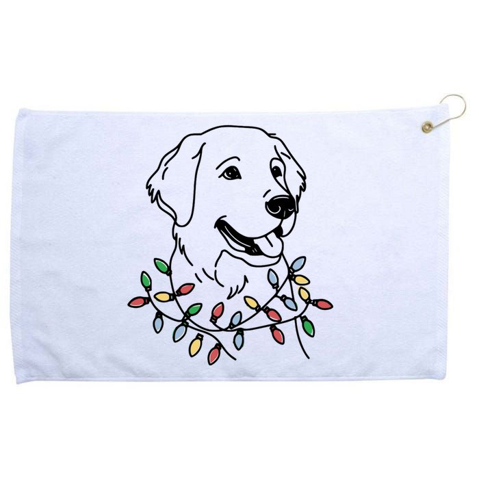 Golden Retriever With Christmas Lights Grommeted Golf Towel