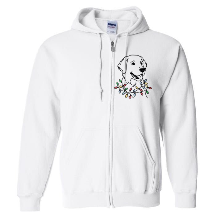 Golden Retriever With Christmas Lights Full Zip Hoodie