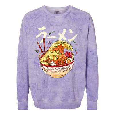 Great Ramen Wave Of Kanagawa Japanese Noodles Udon Kanji Colorblast Crewneck Sweatshirt