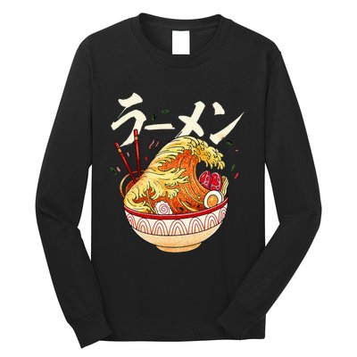 Great Ramen Wave Of Kanagawa Japanese Noodles Udon Kanji Long Sleeve Shirt