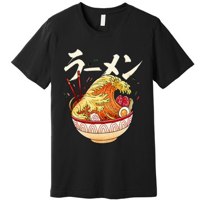 Great Ramen Wave Of Kanagawa Japanese Noodles Udon Kanji Premium T-Shirt