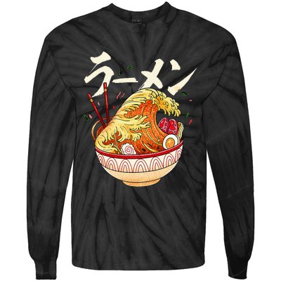 Great Ramen Wave Of Kanagawa Japanese Noodles Udon Kanji Tie-Dye Long Sleeve Shirt