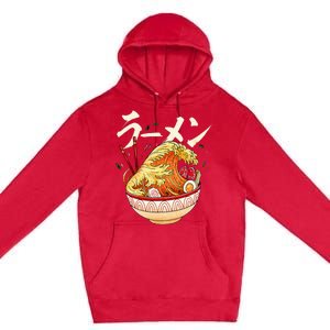 Great Ramen Wave Of Kanagawa Japanese Noodles Udon Kanji Premium Pullover Hoodie