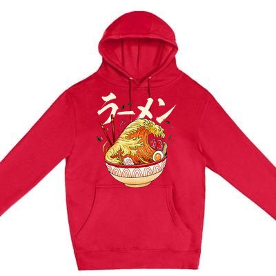 Great Ramen Wave Of Kanagawa Japanese Noodles Udon Kanji Premium Pullover Hoodie