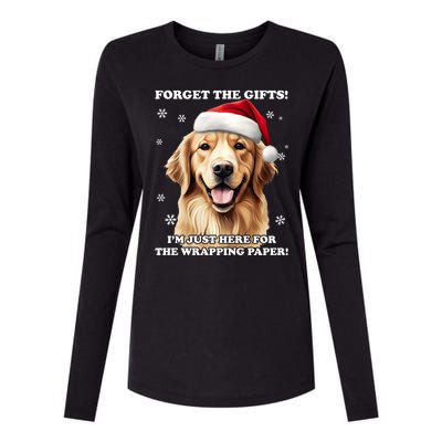 Golden Retriever With Christmas Hat For Funny Dog Christmas Womens Cotton Relaxed Long Sleeve T-Shirt