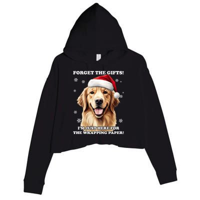 Golden Retriever With Christmas Hat For Funny Dog Christmas Crop Fleece Hoodie