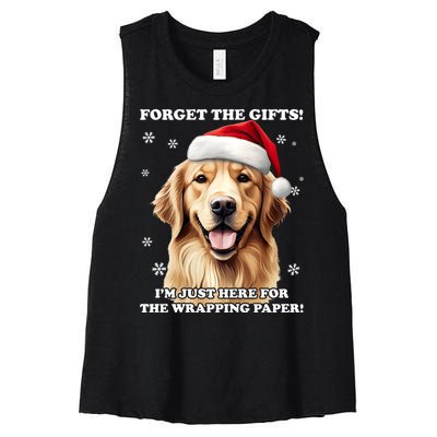 Golden Retriever With Christmas Hat For Funny Dog Christmas Women's Racerback Cropped Tank