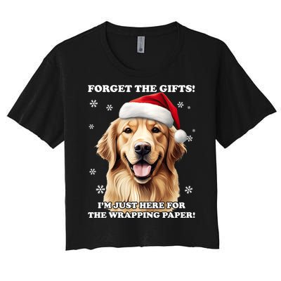 Golden Retriever With Christmas Hat For Funny Dog Christmas Women's Crop Top Tee