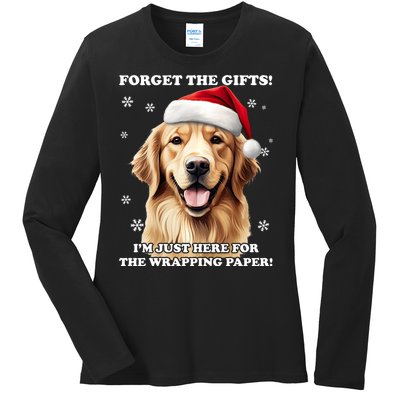 Golden Retriever With Christmas Hat For Funny Dog Christmas Ladies Long Sleeve Shirt