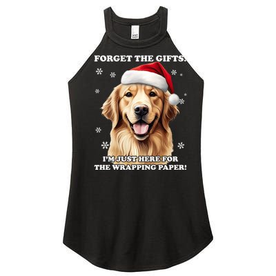 Golden Retriever With Christmas Hat For Funny Dog Christmas Women’s Perfect Tri Rocker Tank