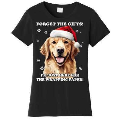 Golden Retriever With Christmas Hat For Funny Dog Christmas Women's T-Shirt