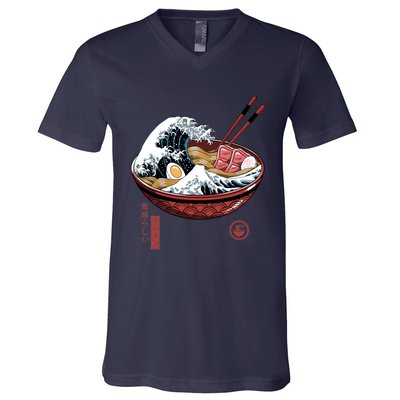 Great Ramen Wave White V-Neck T-Shirt