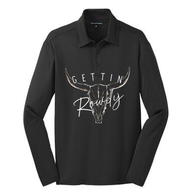 Getting Rowdy Western Getting Hitched Bachelorette Silk Touch Performance Long Sleeve Polo