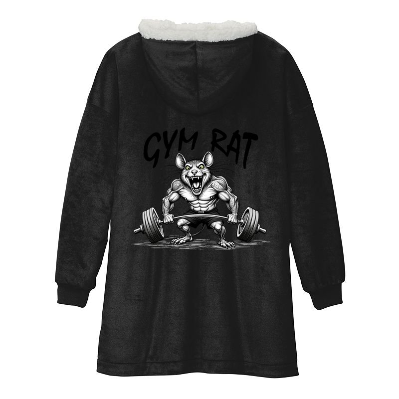 Gym Rat Workout Front and Back Hooded Wearable Blanket