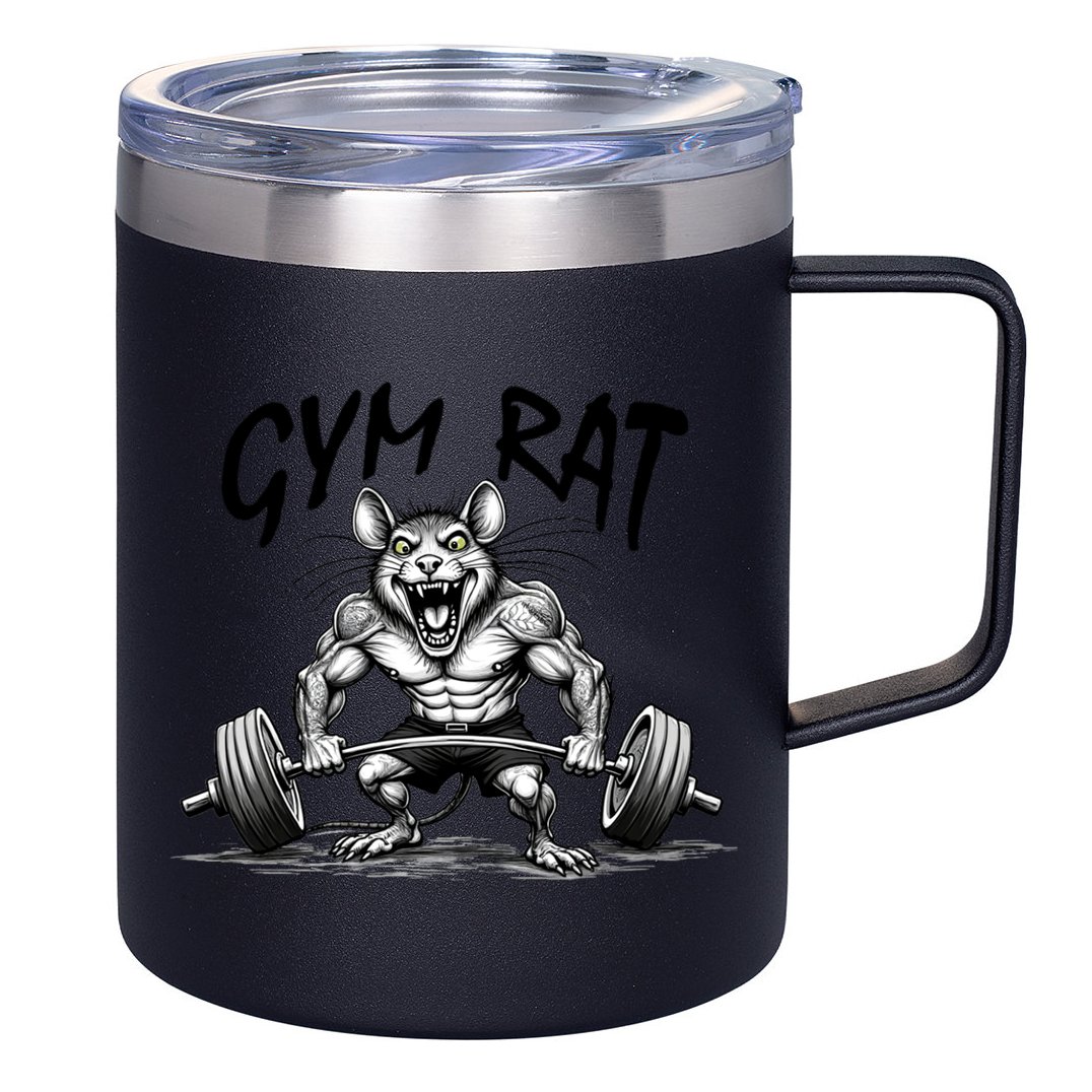 Gym Rat Workout Front and Back 12oz Stainless Steel Coffee Mug