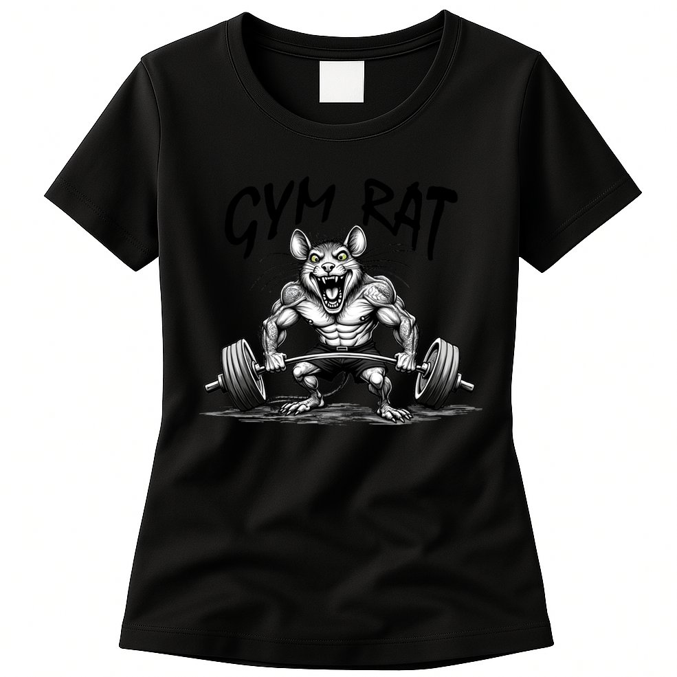 Gym Rat Workout Front and Back Womens T-Shirt