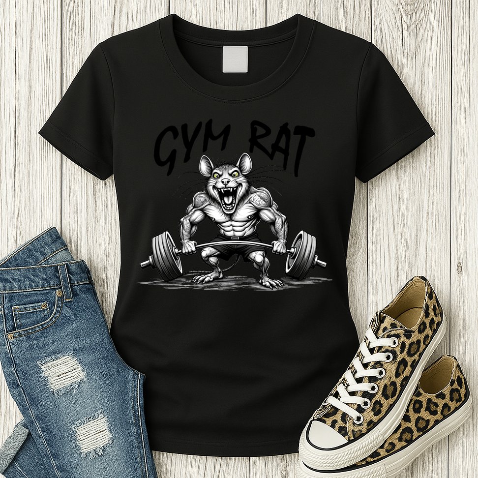 Gym Rat Workout Front and Back Womens T-Shirt