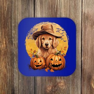 Golden Retriever Witch Howloween Pawsome Pumpkin Halloween Meaningful Gift Coaster