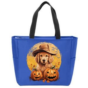 Golden Retriever Witch Howloween Pawsome Pumpkin Halloween Meaningful Gift Zip Tote Bag