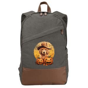 Golden Retriever Witch Howloween Pawsome Pumpkin Halloween Meaningful Gift Cotton Canvas Backpack