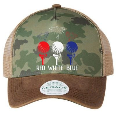 Golf Red White Blue Us Flag Patriotic 4th Of July Legacy Tie Dye Trucker Hat
