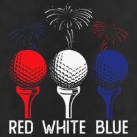 Golf Red White Blue Us Flag Patriotic 4th Of July 7 Panel Mesh Trucker Snapback Hat