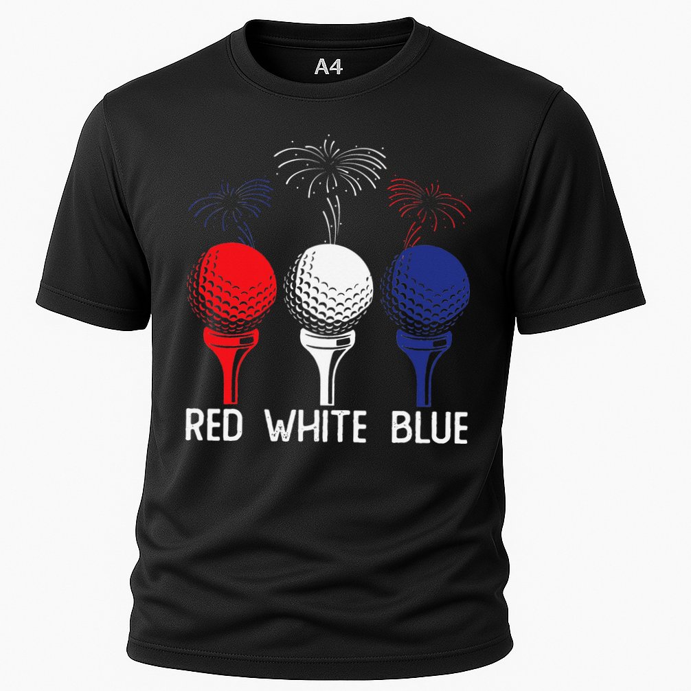 Golf Red White Blue Us Flag Patriotic 4th Of July Cooling Performance Crew T-Shirt