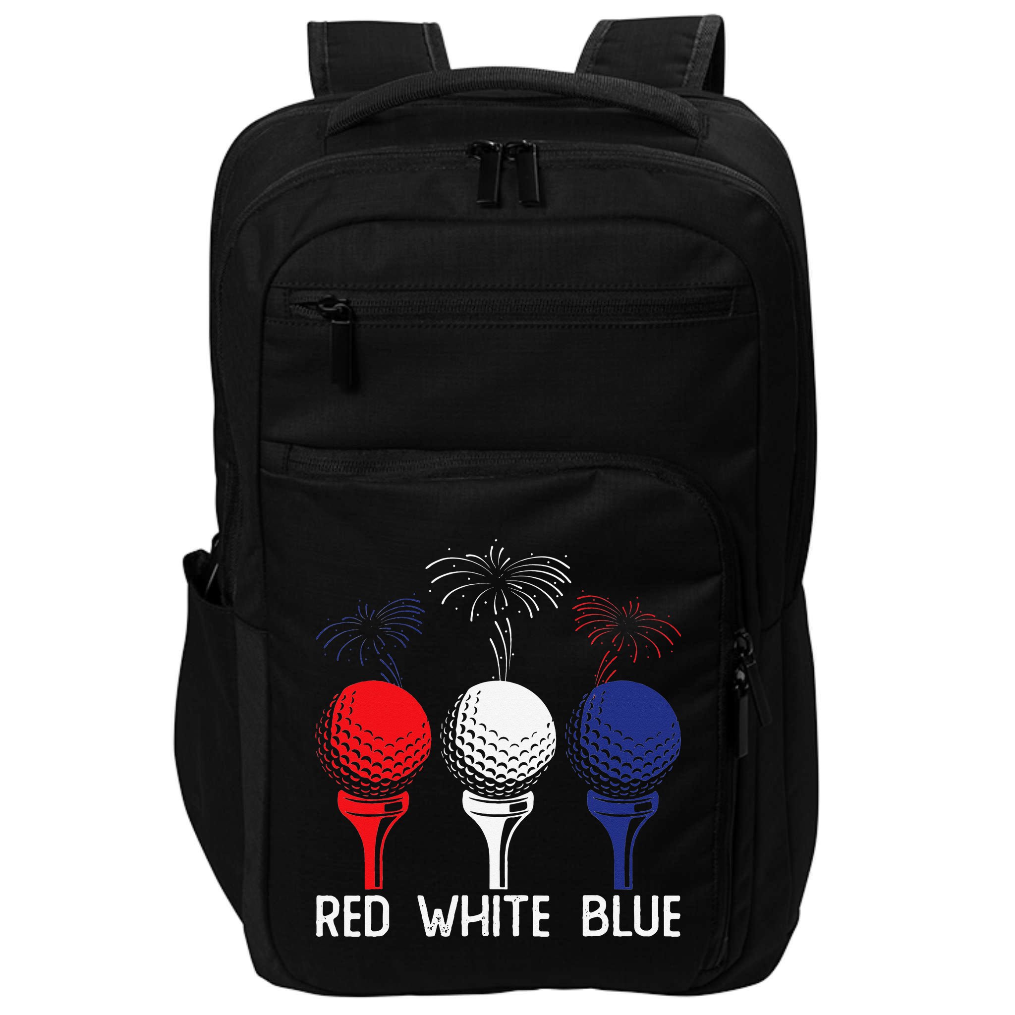 Golf Red White Blue Us Flag Patriotic 4th Of July Impact Tech Backpack