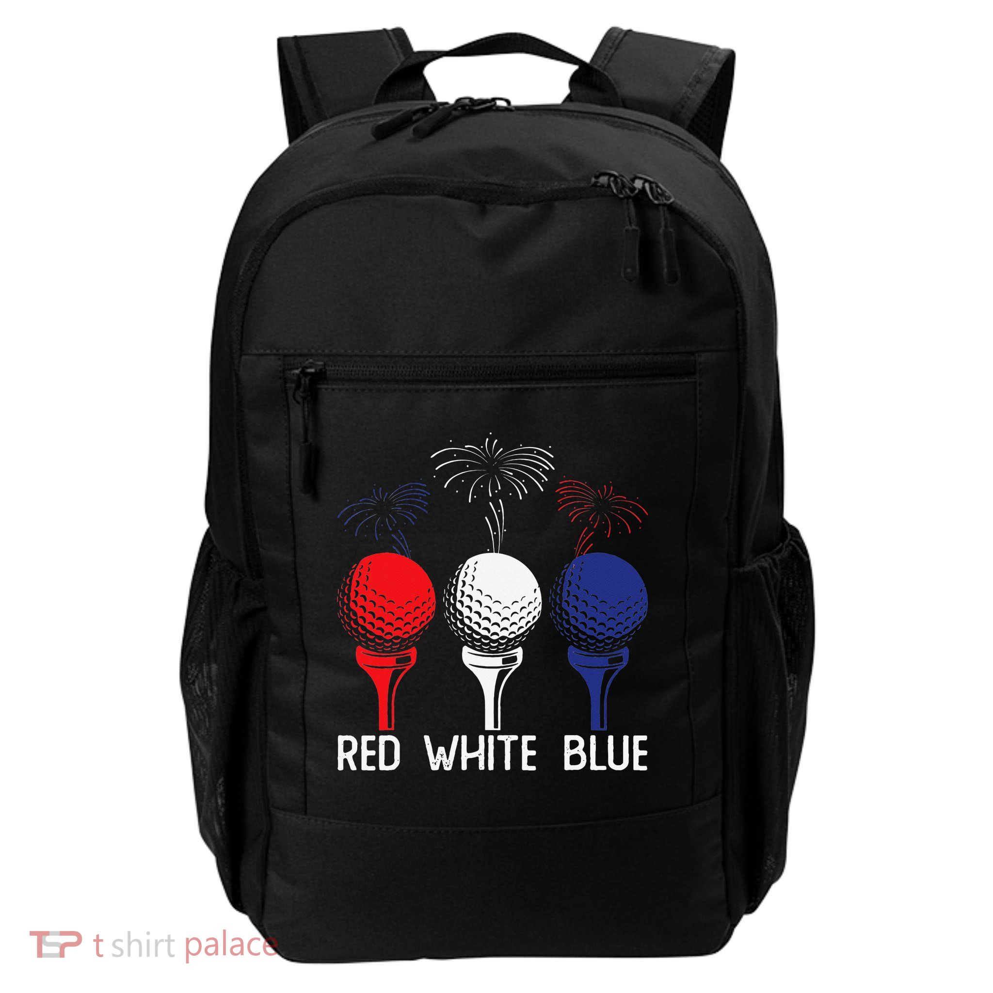Golf Red White Blue Us Flag Patriotic 4th Of July Backpack
