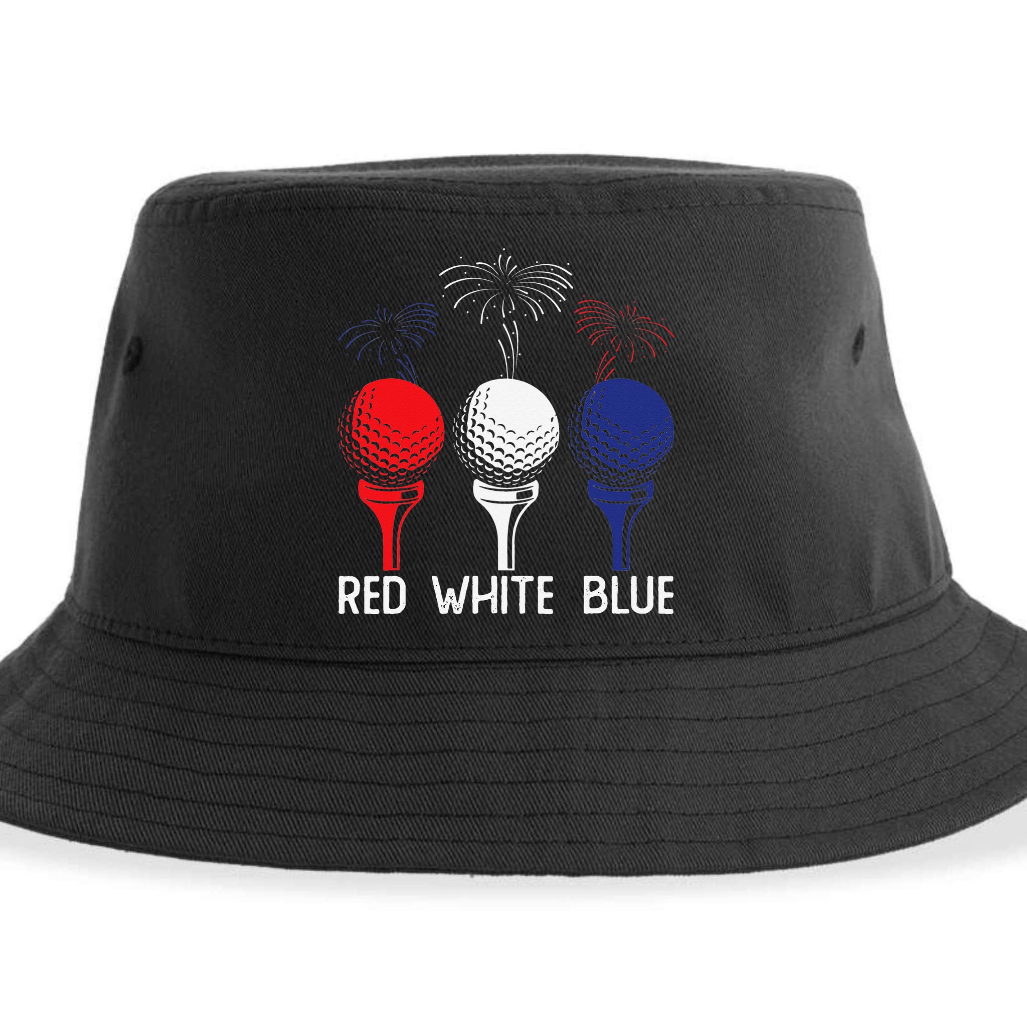 Golf Red White Blue Us Flag Patriotic 4th Of July Sustainable Bucket Hat