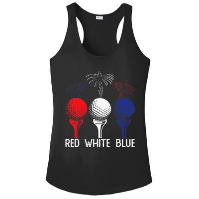 Golf Red White Blue Us Flag Patriotic 4th Of July Ladies PosiCharge Competitor Racerback Tank