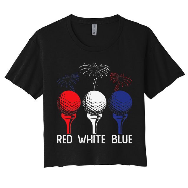 Golf Red White Blue Us Flag Patriotic 4th Of July Crop Top