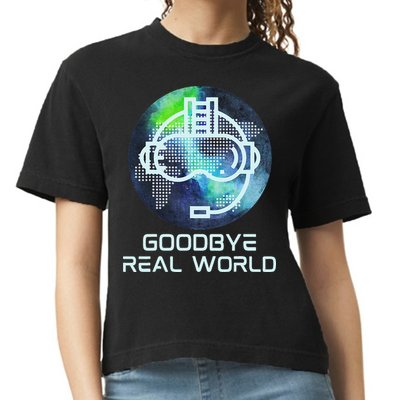 Goodbye Real World Virtual Reality VR AR Gamer World Headset Comfort Colors Boxy T-Shirt