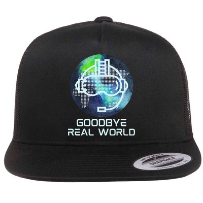 Goodbye Real World Virtual Reality VR AR Gamer World Headset Flatbill Hat