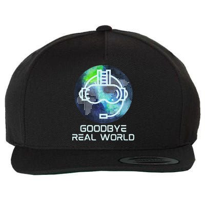 Goodbye Real World Virtual Reality VR AR Gamer World Headset Wool Snapback Cap