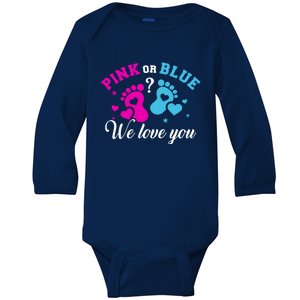 Gender Reveal We Love You Meaningful Gift Baby Long Sleeve Bodysuit