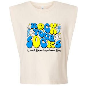 Groovy Rock Your Socks World Down Syndrome Awareness Day Garment-Dyed Women's Muscle Tee