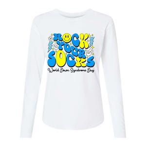 Groovy Rock Your Socks World Down Syndrome Awareness Day Womens Cotton Relaxed Long Sleeve T-Shirt