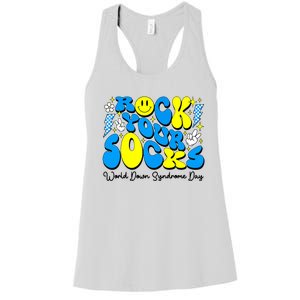 Groovy Rock Your Socks World Down Syndrome Awareness Day Women's Racerback Tank