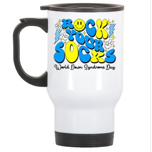 Groovy Rock Your Socks World Down Syndrome Awareness Day Stainless Steel Travel Mug