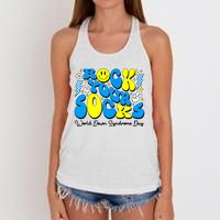 Groovy Rock Your Socks World Down Syndrome Awareness Day Women's Knotted Racerback Tank