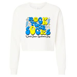 Groovy Rock Your Socks World Down Syndrome Awareness Day Cropped Pullover Crew