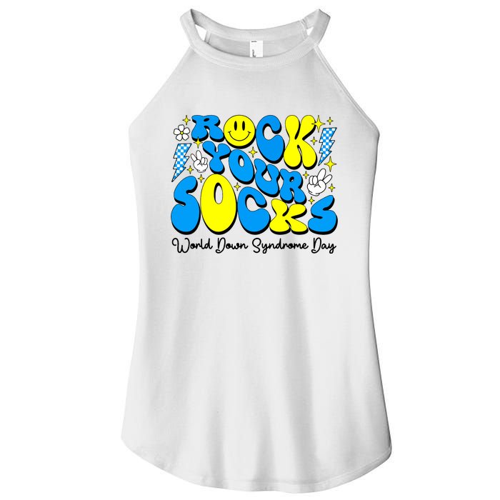 Groovy Rock Your Socks World Down Syndrome Awareness Day Women's Perfect Tri Rocker Tank