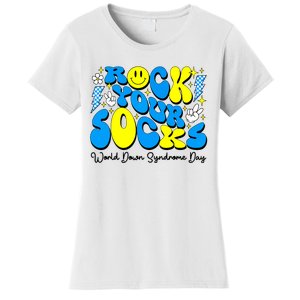 Groovy Rock Your Socks World Down Syndrome Awareness Day Women's T-Shirt