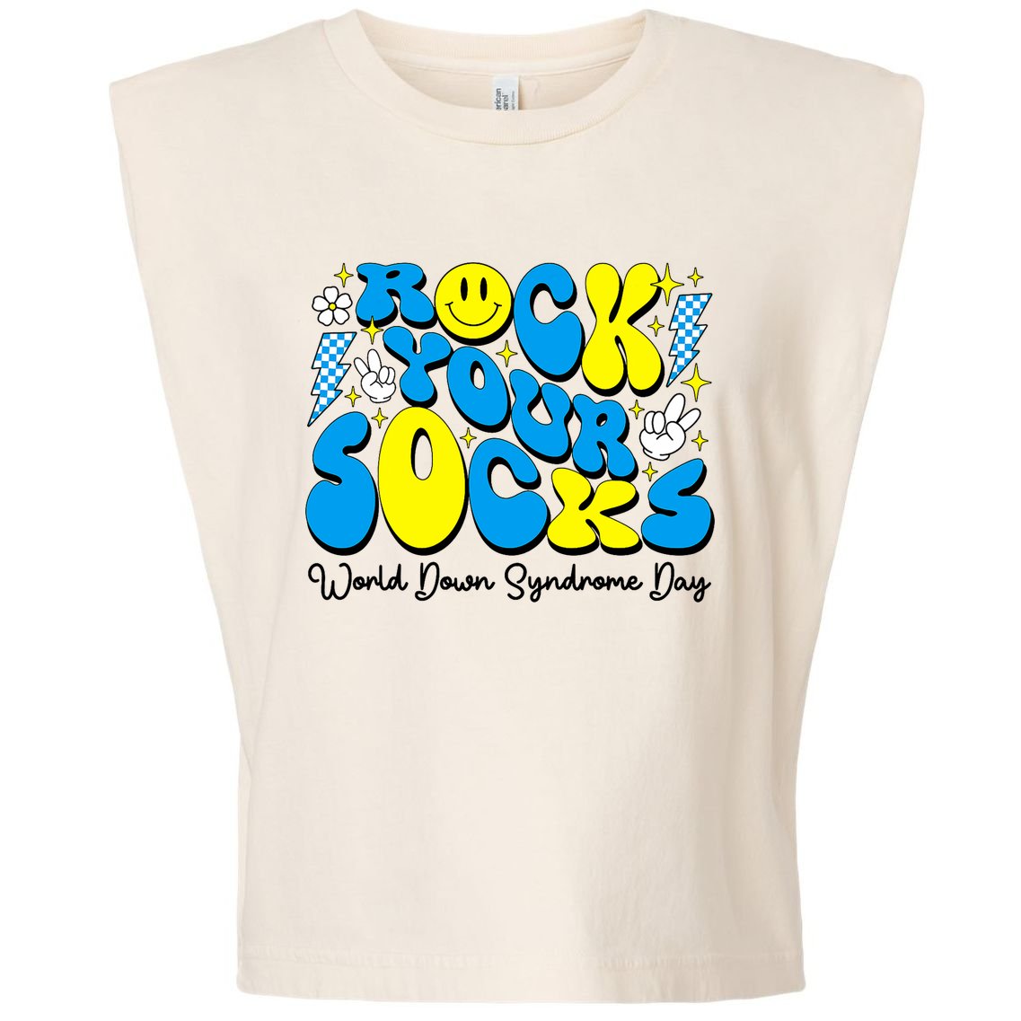 Groovy Rock Your Socks World Down Syndrome Awareness Day Garment-Dyed Women's Muscle Tee