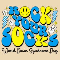Groovy Rock Your Socks World Down Syndrome Awareness Day Drawstring Bag
