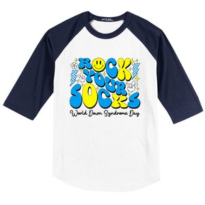 Groovy Rock Your Socks World Down Syndrome Awareness Day Baseball Sleeve Shirt