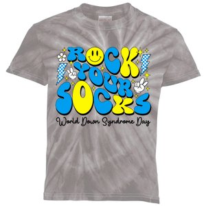 Groovy Rock Your Socks World Down Syndrome Awareness Day Kids Tie-Dye T-Shirt